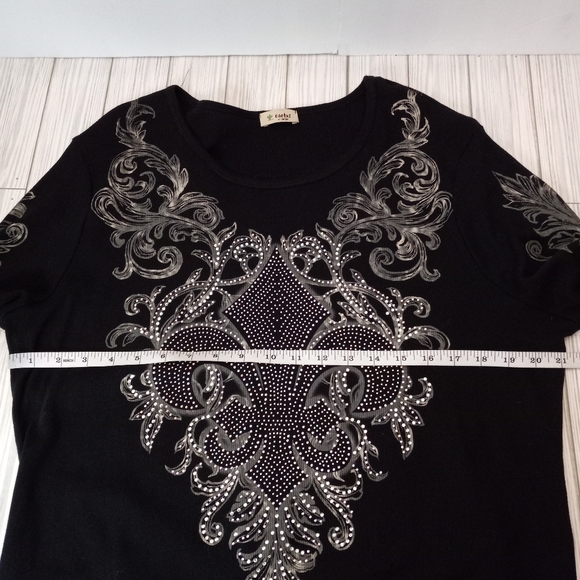 Y2K Fleur De Lis Rhinestone Mcbling Long Sleeve Shirt - Picture 7 of 9